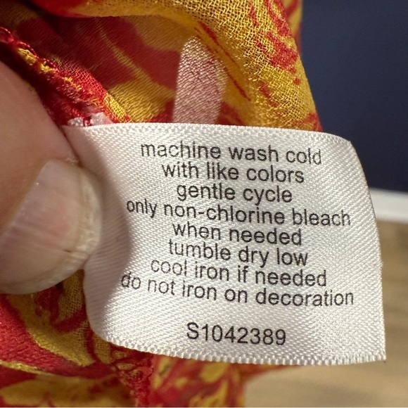 Lane Bryant Orange & Yellow Sheer Floral Blouse Peasant Top Plus Size 26/28 - Picture 8 of 8